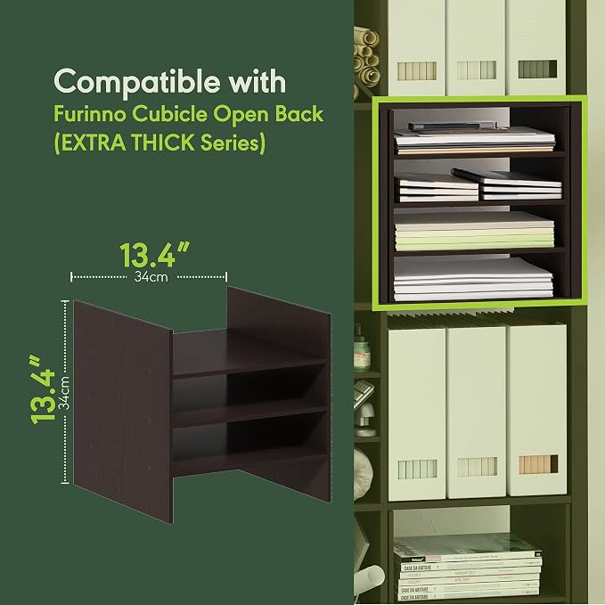 Furinno Cubicle 3-Shelf Cube Insert, Cube Organizer, Dark Oak | Shelf Dividers - Image 4