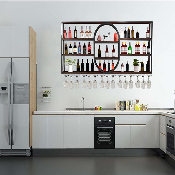 Large Wall Mount Wine Rack, Metal 4 Tier Large Capacity Hanging Bar Rack - Image 7
