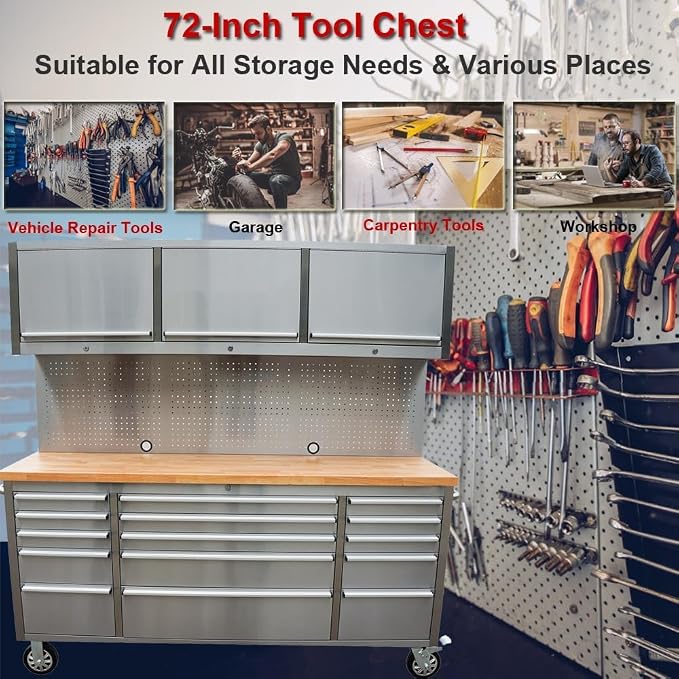 72-Inch Stainless Steel Rolling Tool Chest - Image 6