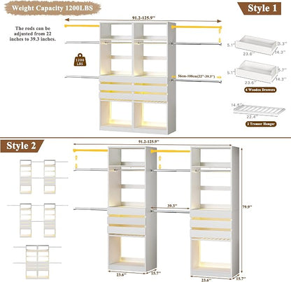 Closet System, 5.7-10.4FT Closet Organizer System - Image 9