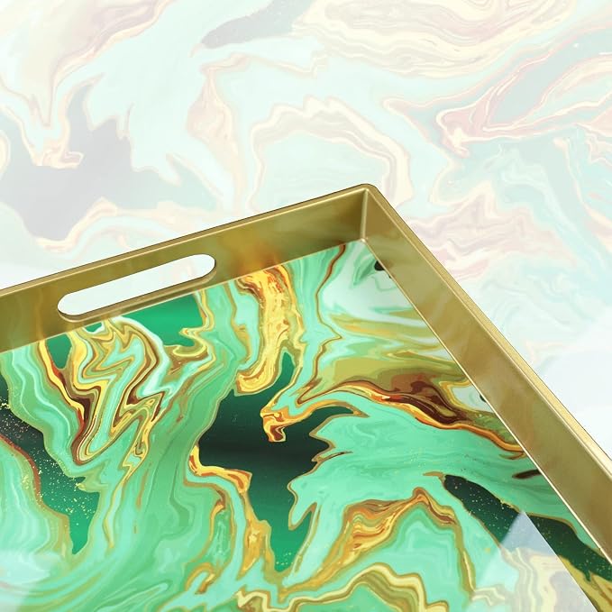 Green Marbling Decorative Tray - Image 5