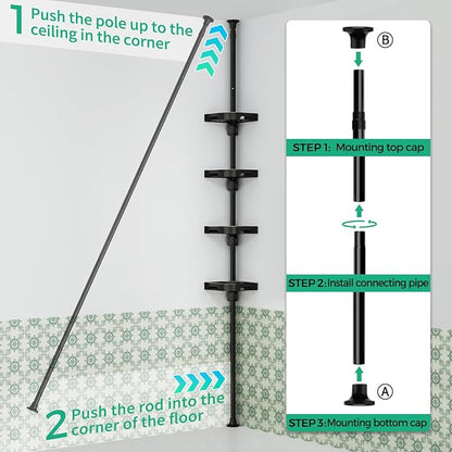 shuang qing 4-Tier Corner Shower Caddy Tension Pole Organizer - Image 6
