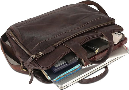 Leather briefcase 18 Inch Laptop Messenger Bags - Image 4