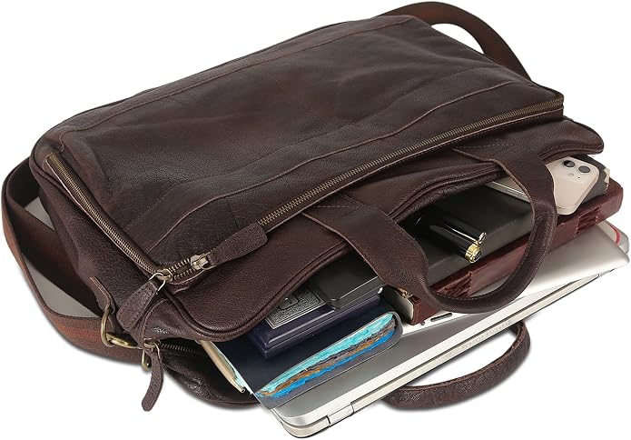 KomalC 16 Inch Leather briefcases Laptop Messenger Bags - Image 3