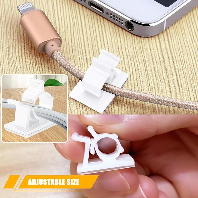 Viaky 30pcs Self-Adhesive Cable Clips-Reusable Adjustable Nylon Bracket - Image 3