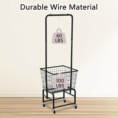 Rolling Laundry Cart with Wheels, Extra Large Laundry Hamper Basket Organizer - Image 8