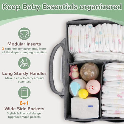 Volnamal Diaper Caddy with Wipe Dispenser One-Handed Access, Portable Car - Image 4