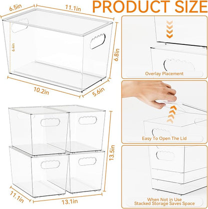 Yieach 4 Pack Stackable Clear Organizer Bins - Image 3