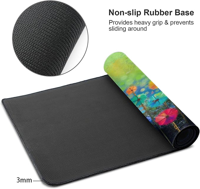 Desk Mat, Abstract Watercolor Flowers Extended Gaming Mouse Pad - Image 8