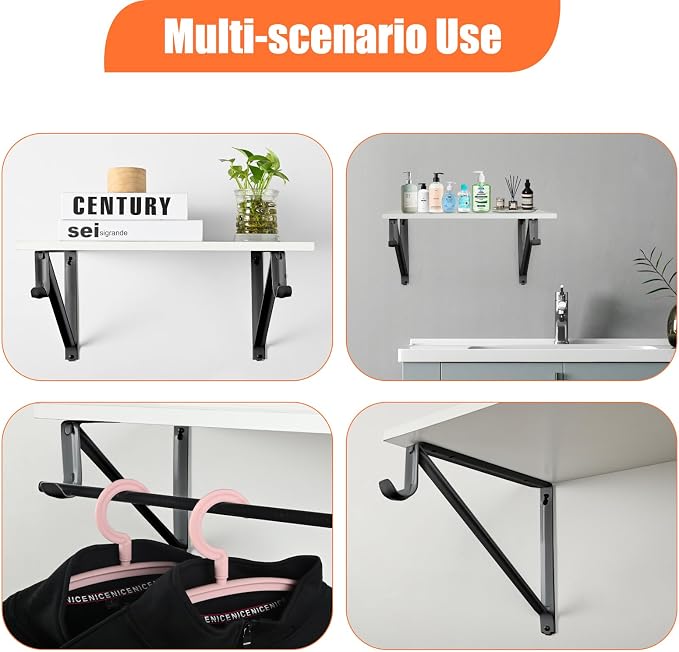 10 Pack Heavy Duty Closet Shelf & Rod Brackets, Wall Mounted Closet Shelf - Image 5