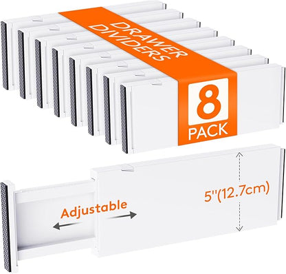 Lifewit 8 Pack Drawer Dividers 5" High, 13.5-22" Adjustable Clothes Organizers by Lifewit