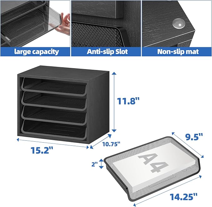 Simple Trending Desk File Organizers, 4-Tier Letter Tray Paper Organizer - Image 8