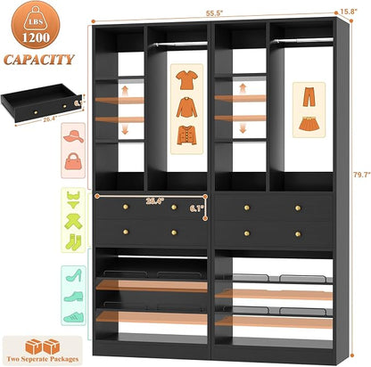 Besiost Closet System, 55.5"/4.6 FT Closet Organizer System - Image 3