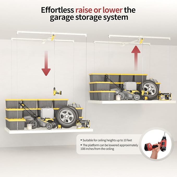 Garage Ceiling Storage Racks, Heavy-duty 4x8 FT Overhead Garage Storage Rack - Image 5