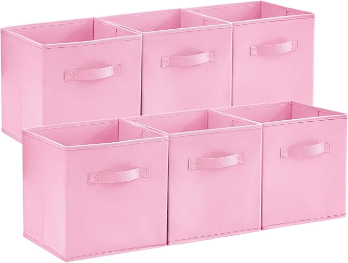 Lifewit Storage Cubes, 11 Inch Organizer Bins, 18L Pink, 6 Packs | Foldable by Lifewit