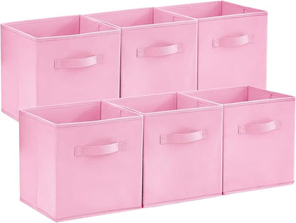 Lifewit Storage Cubes, 11 Inch Organizer Bins, 18L Pink, 6 Packs | Foldable by Lifewit