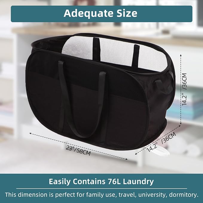 2 Pcs Collapsible Laundry Baskets, Tear Proof Pop Up Laundry Hamper - Image 4