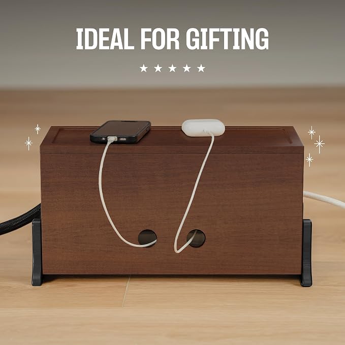 Extra Large Cable Management Box, Wood Cord Hider Box & Organizer - Image 3