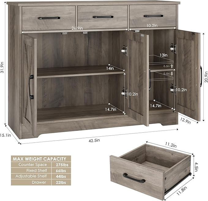 HOSTACK Kitchen Buffet Cabinet - Image 3