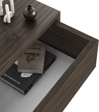 Mobili Fiver, Riccardo Wall Bedside Table, Dark Walnut, Made in Italy - Image 4