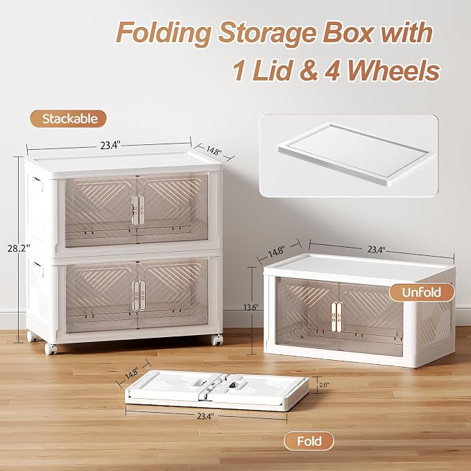 Storage Bins with Lid 76QT, Stackable Storage Containers with Wheels and - Image 3