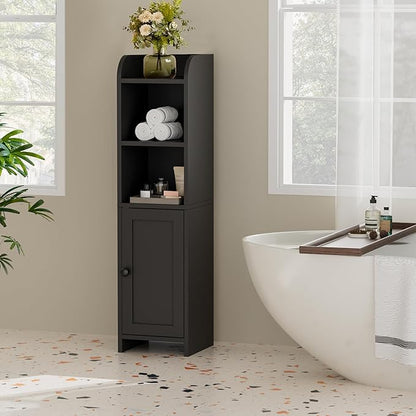 Homhedy Small Bathroom Storage Cabinet, Narrow Toilet Paper Cabinet | Corner - Image 2