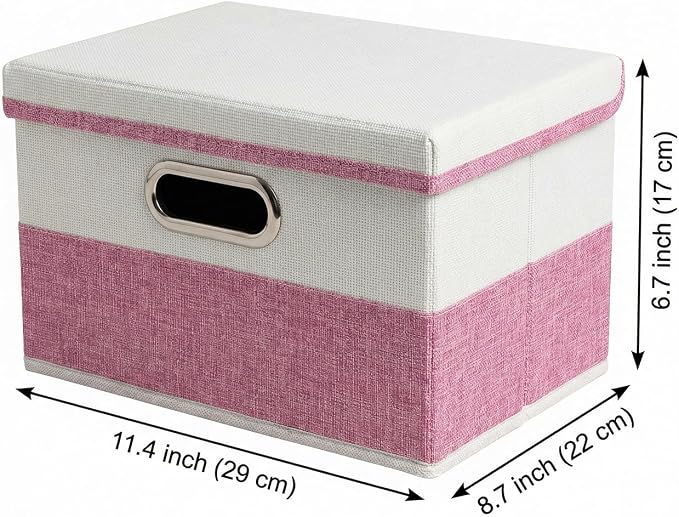 PRANDOM Storage Bins with Lids Linen Fabric Foldable Storage Boxes Organizer - Image 2