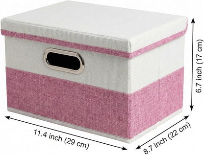 PRANDOM Storage Bins with Lids Linen Fabric Foldable Storage Boxes Organizer - Image 2