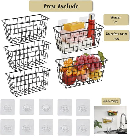 JUNCHU CHERRY 5 Pack Hanging Storage Basket, Bathroom Basket, Household Goods - Image 3