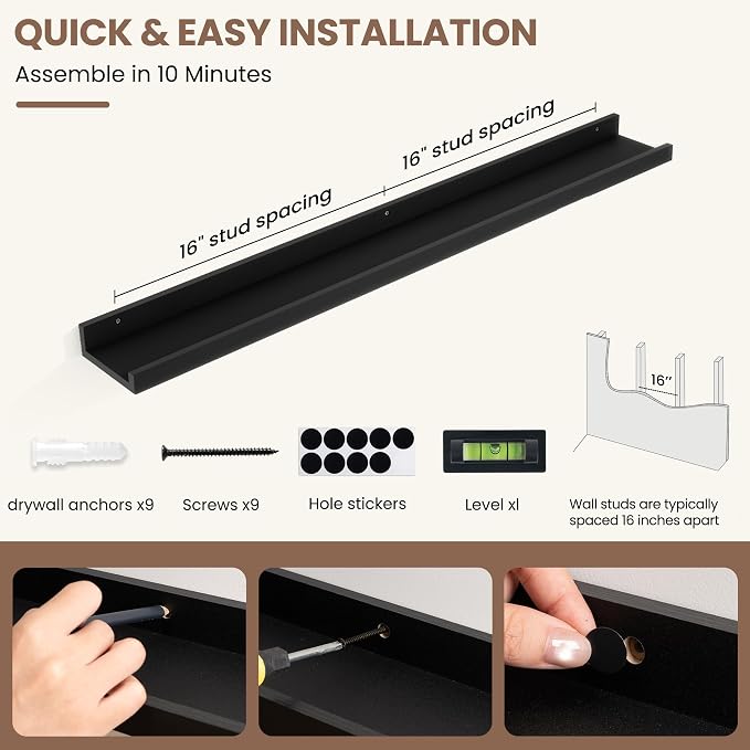Fun Memories Picture Ledge Shelf, 36 Inch Picture Shelves - Image 7