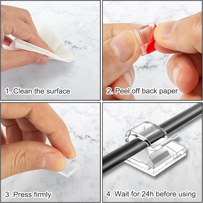 100 Pcs Cable Clips, Adhesive Cable Organizer Cord Holder Wire Clip Wire - Image 5
