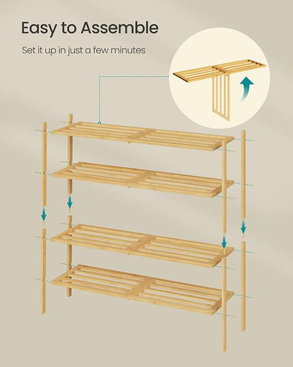 SONGMICS Bamboo Shoe Rack for Closet, Stackable Shoe Oragnizer - Image 7