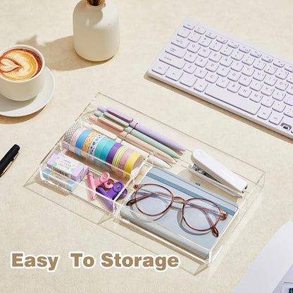 Acrylic Desk Drawer Organizer 11 x 6.1 x 1.38 Inch Storage Tray Organizer - Image 3