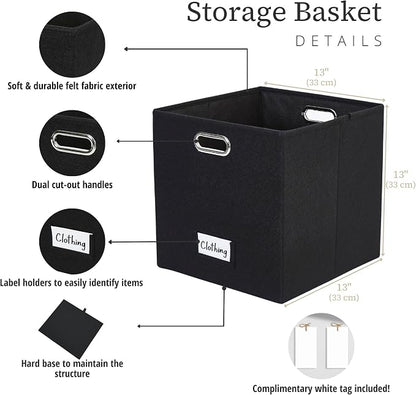 DECOMOMO Black Storage Bins, 13 inch Cube Storage Bins - Image 3