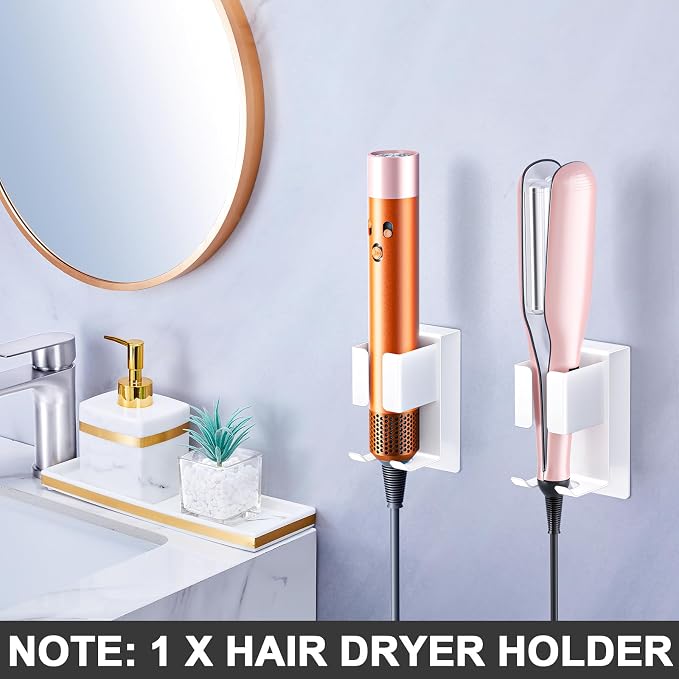 Hair Straightener Holder Wall Mounted Blow Dryer Holder, Blow Dryer and Curling - Image 3