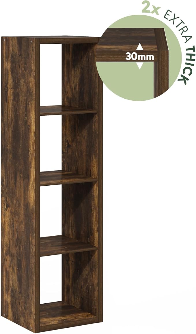 Furinno Cubicle Book Shelf, Vertical 4-Cube Bookshelf, Extra Thick Horizontally - Image 8
