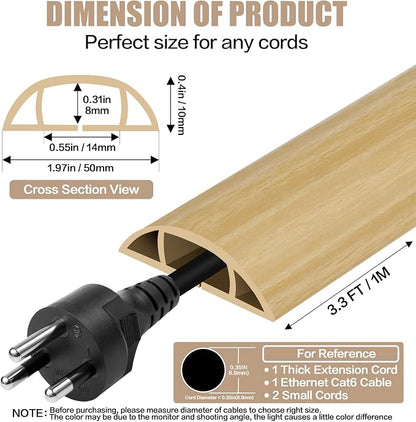Floor Cord Cover Self Adhesive Cord Hider, 3.3FT Cable Management, Extension - Image 2