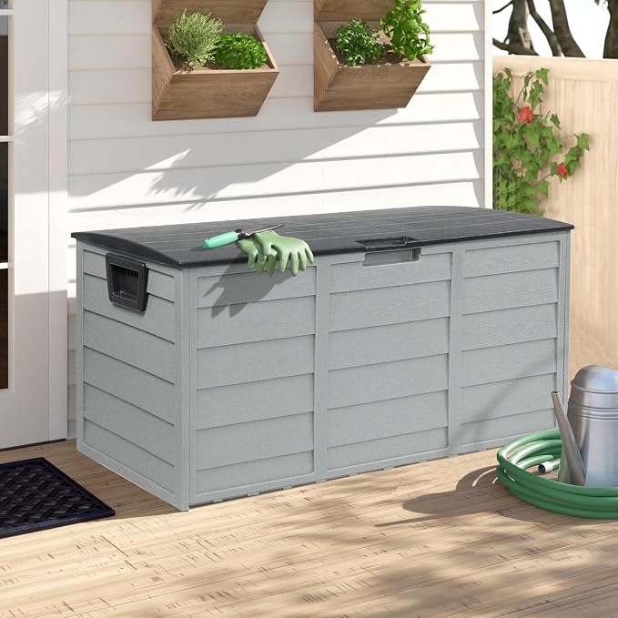 75 Gallon Outdoor Deck Storage Box, Patio Resin Deck Storage Container - Image 2