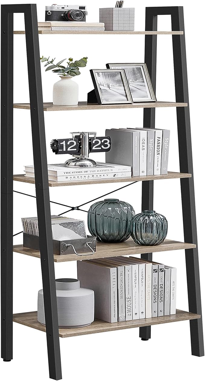 VASAGLE Ladder Shelf, 5-Tier Bookshelf, Storage Rack, Bookcase by VASAGLEbySONGMICSHOME