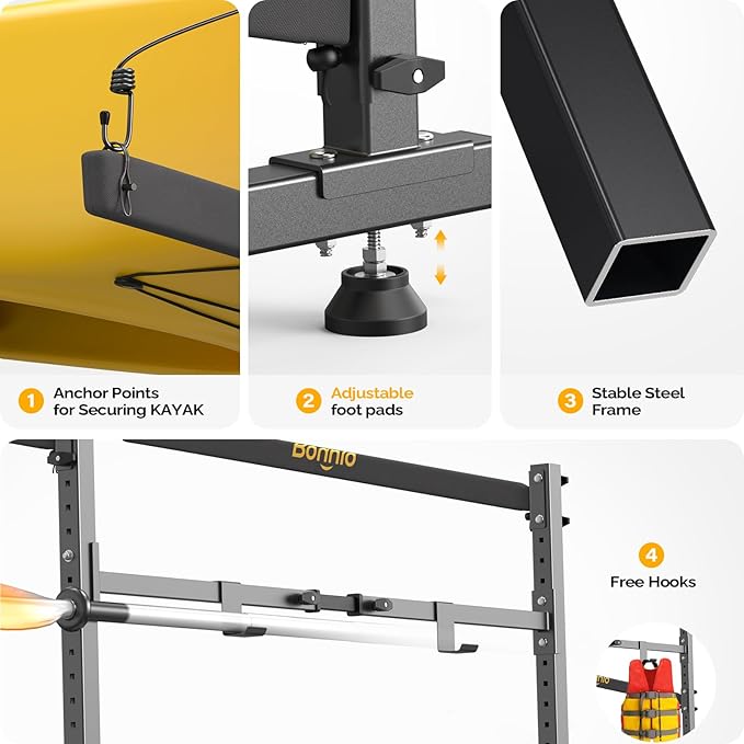 Bonnlo Kayak Storage Rack, Adjustable Heavy Duty Kayak Rack - Image 3