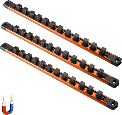 ALOANES 3-Piece Magnetic Socket Organizer, Heavy Duty Aluminum Socket Rails by Aloanes