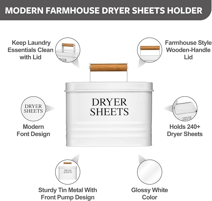 Calindiana Modern Farmhouse Metal Laundry Dryer Sheets Holder Fabric Softener - Image 2