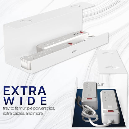 VIVO Under Desk 17 inch Extra Deep Cable Management Trays, Power Strip Holders - Image 5