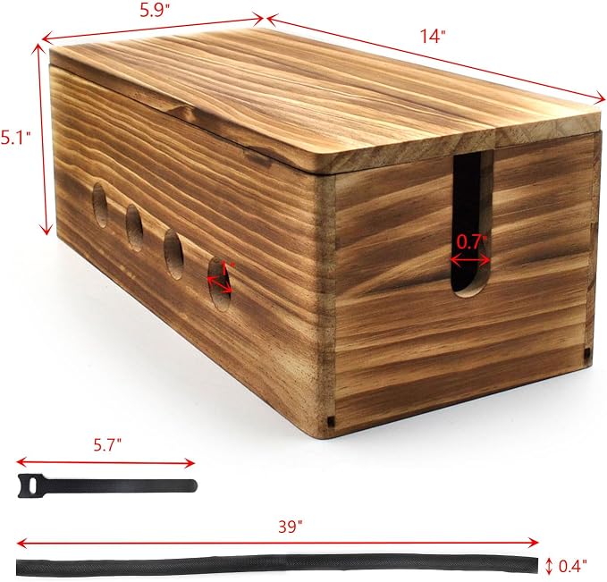 Large Cable Management Box, Wood Cord Hider Box & Organizer - Image 2