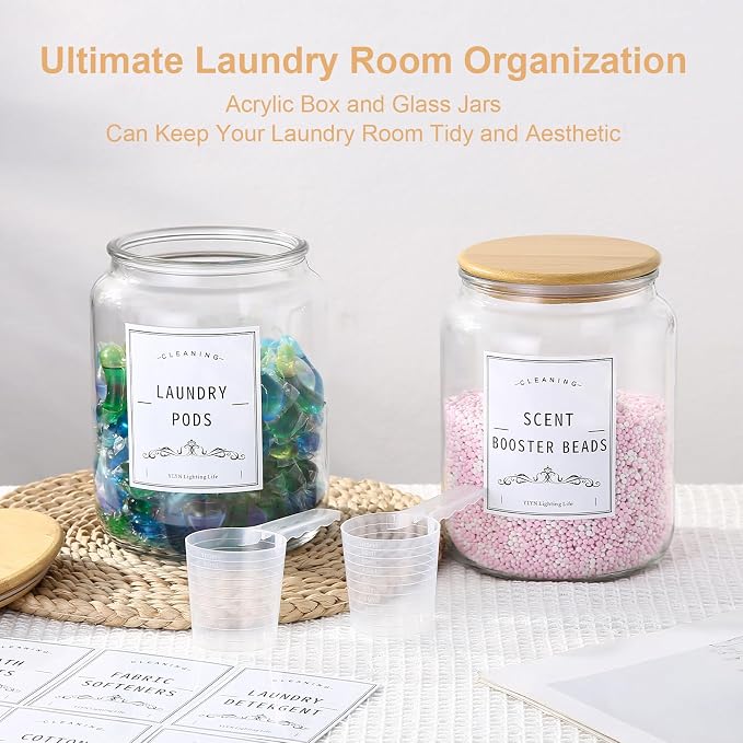 Laundry Pods Container With Airtight Bamboo Lid, Glass Jars - Image 3