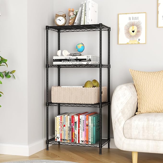 4 Tier Adjustable Storage Shelves, Heavy Duty Metal Utility Shelf 600LBS - Image 2