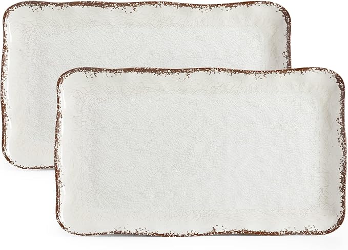LEHAHA Farmhouse Large Serving Platters, 2 Piece Melamine Dinnerware Set by LEHAHA