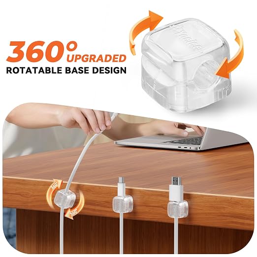 6Pack Rotatable Cord Organizer, Spring Cable Clips Desk Cable Management Cord - Image 2