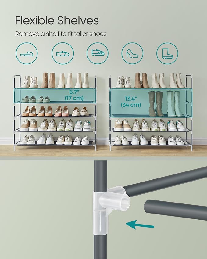 SONGMICS 5-Tier Shoe Rack, Shoe Storage - Image 6