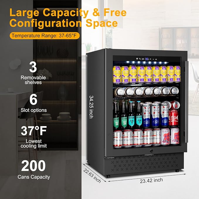 Beverage Refrigerator 24 Inch 200 Can Drink Fridge - Image 4